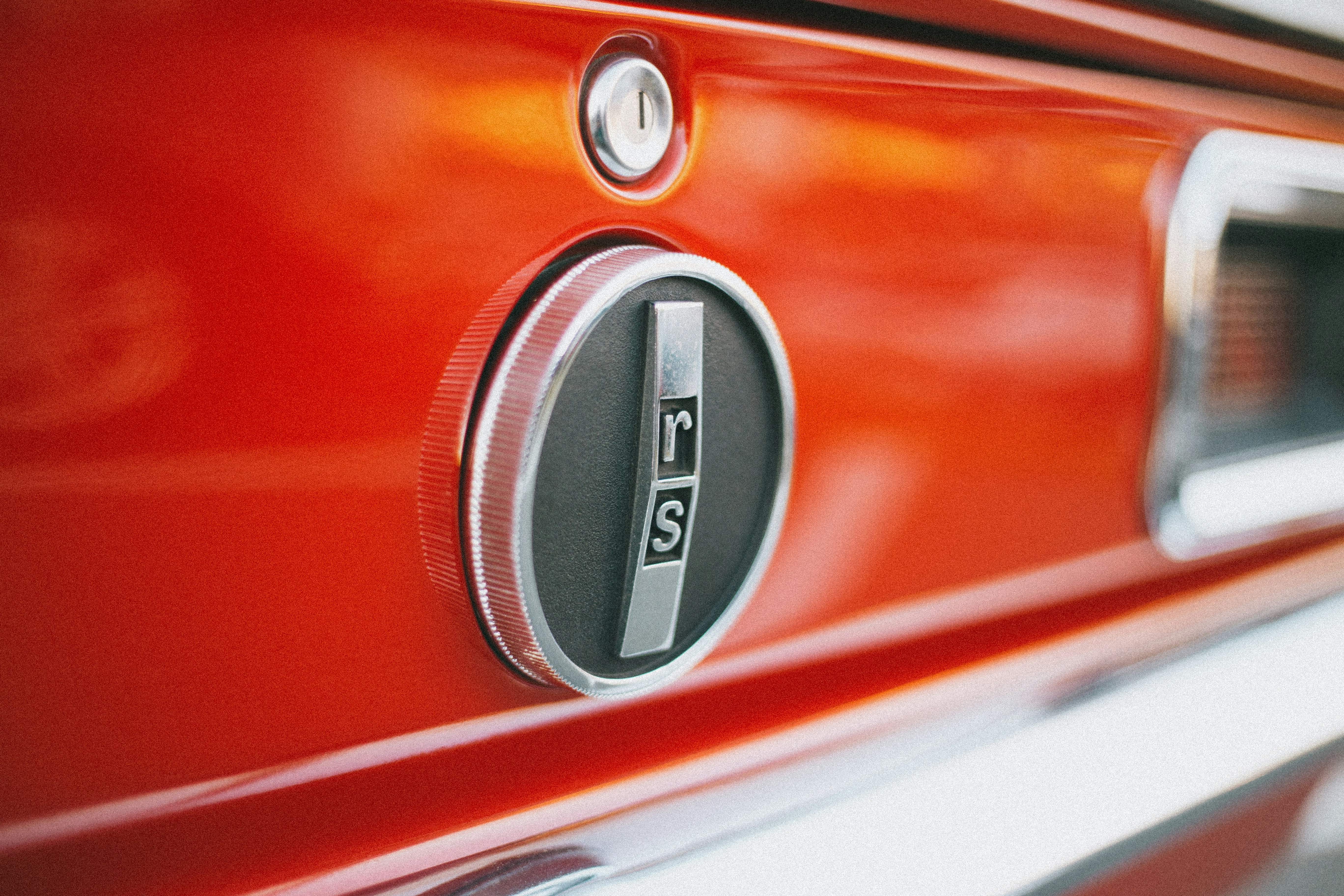 red and silver car door